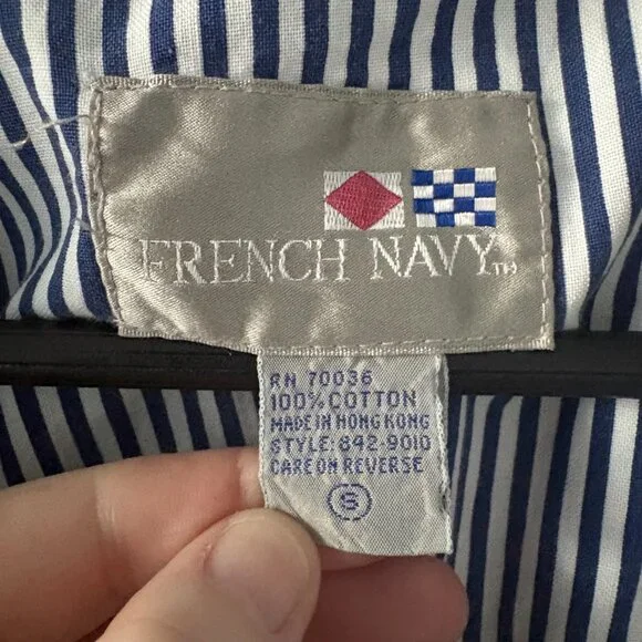 Vintage French Navy lined denim jacket chore coat workwear women's S [READ] - Picture 3 of 8